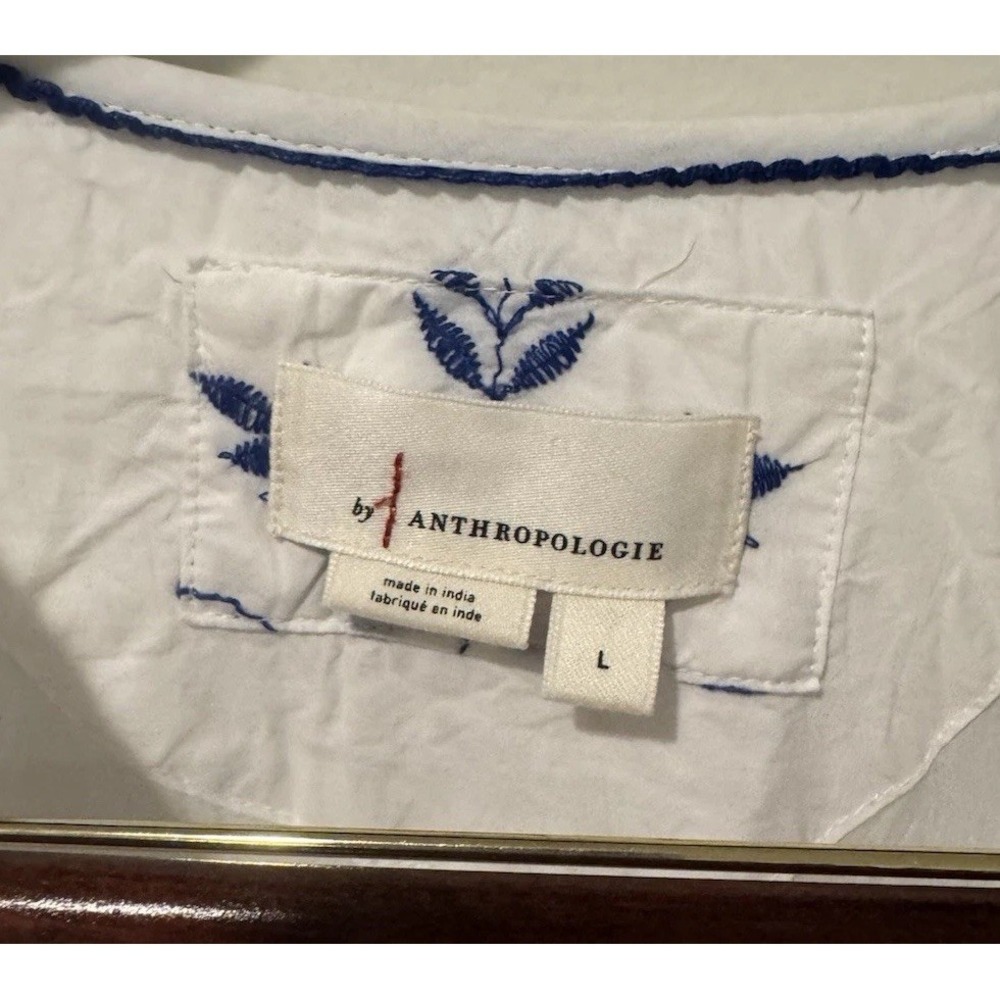 Anthropologie The Somerset Maxi Dress Womens Embroidered Eyelet Large Blue White - Picture 6 of 9